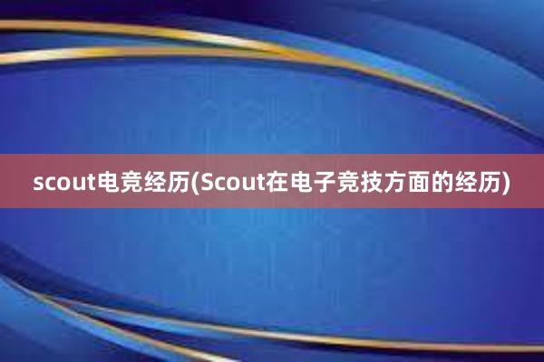 scout电竞经历(Scout在电子竞技方面的经历)