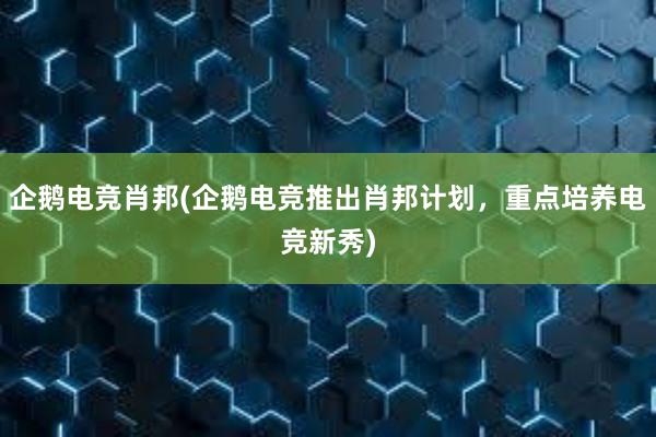 企鹅电竞肖邦(企鹅电竞推出肖邦计划，重点培养电竞新秀)