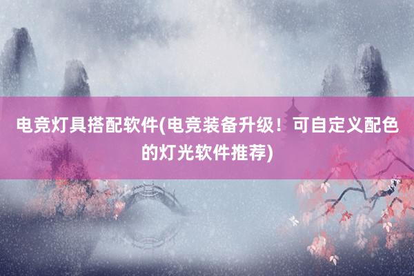 电竞灯具搭配软件(电竞装备升级！可自定义配色的灯光软件推荐)