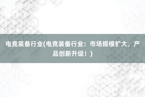 电竞装备行业(电竞装备行业：市场规模扩大，产品创新升级！)