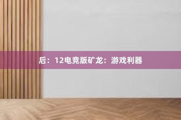 后：12电竞版矿龙：游戏利器