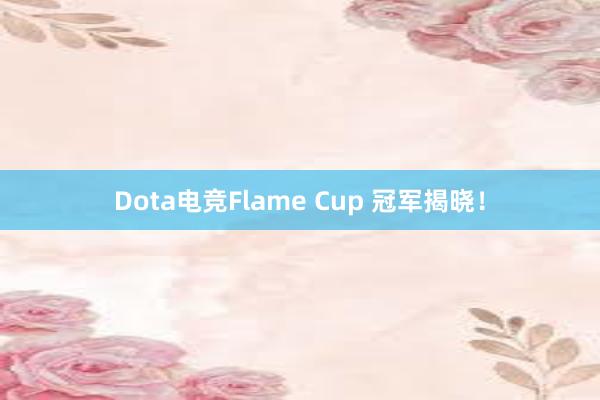 Dota电竞Flame Cup 冠军揭晓！