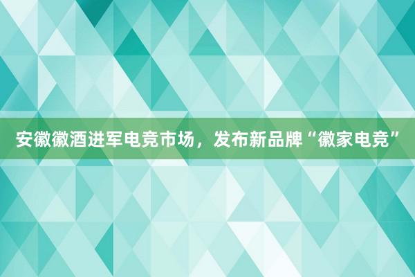 安徽徽酒进军电竞市场，发布新品牌“徽家电竞”