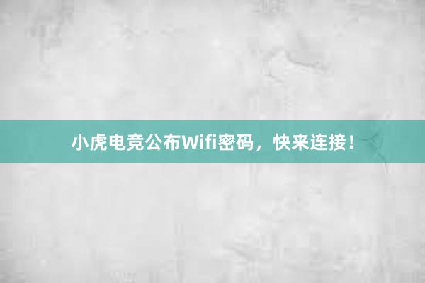 小虎电竞公布Wifi密码，快来连接！