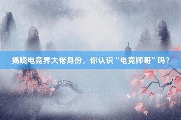 揭晓电竞界大佬身份，你认识“电竞师哥”吗？