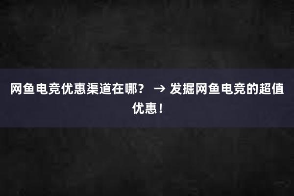 网鱼电竞优惠渠道在哪？ → 发掘网鱼电竞的超值优惠！